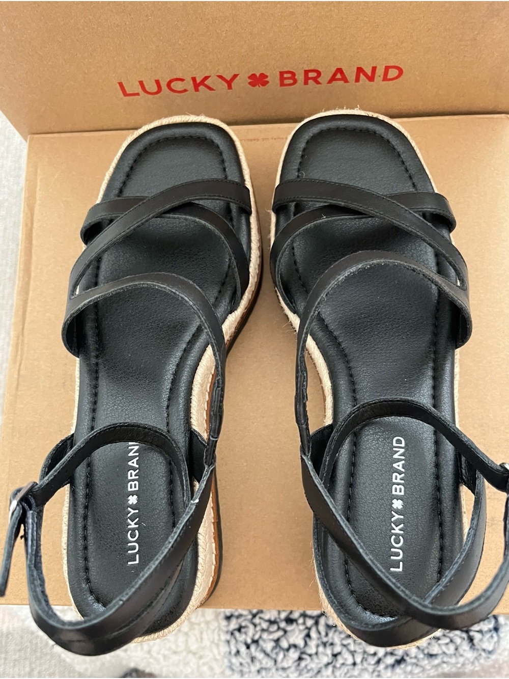 Lucky Brand Black Cross-Strap Espadrille Sandal